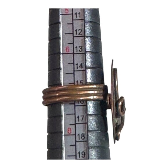 Vintage Copper Adjustable Ring Music Note Trebel Clef MCM Mid Century Swirl - Picture 4 of 9